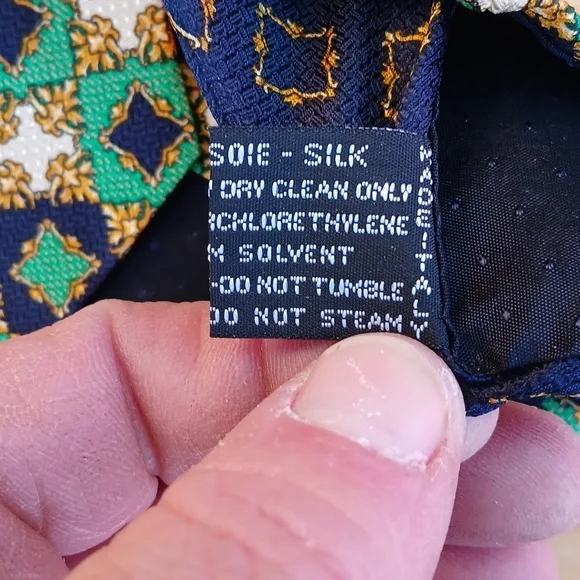 Versace Navy and Green Geometric *PRINT* Tie - Picture 6 of 6